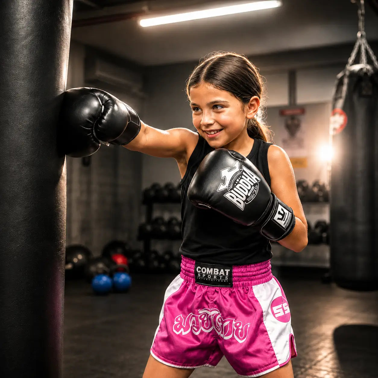 Equipamento de Kickboxing e Muay Thai para crianças