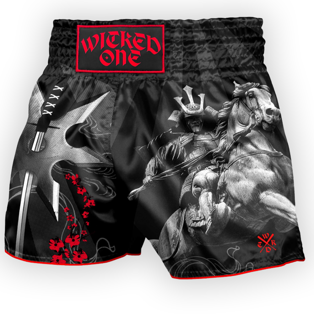 Calções para Kickboxing e Muay Thai da WICKED1. Qualidade de topo, corte e modelo que permite total liberdade de movimentos. 