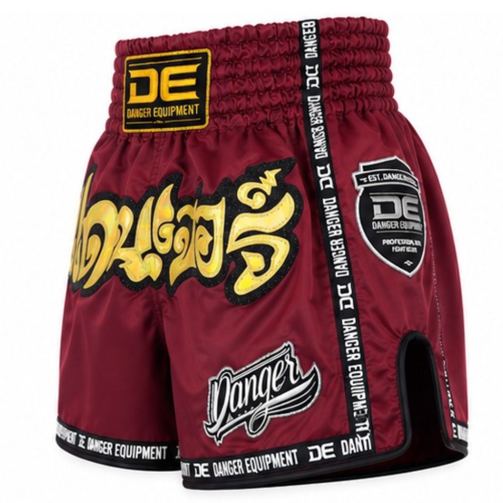 Calções Muay Thai e Kickboxing Danger Burgundy vista lateral