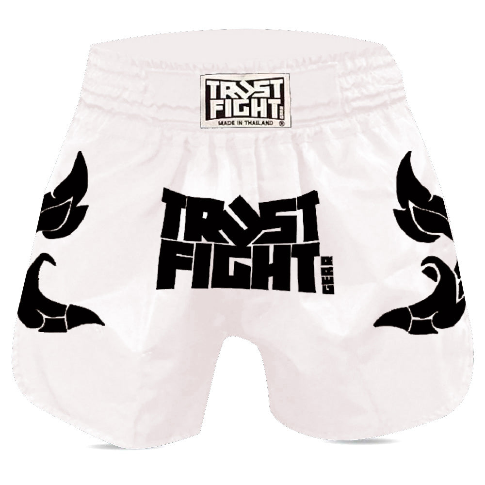 Calções de Kickboxing e Muay Thai, TRUST, brancos.