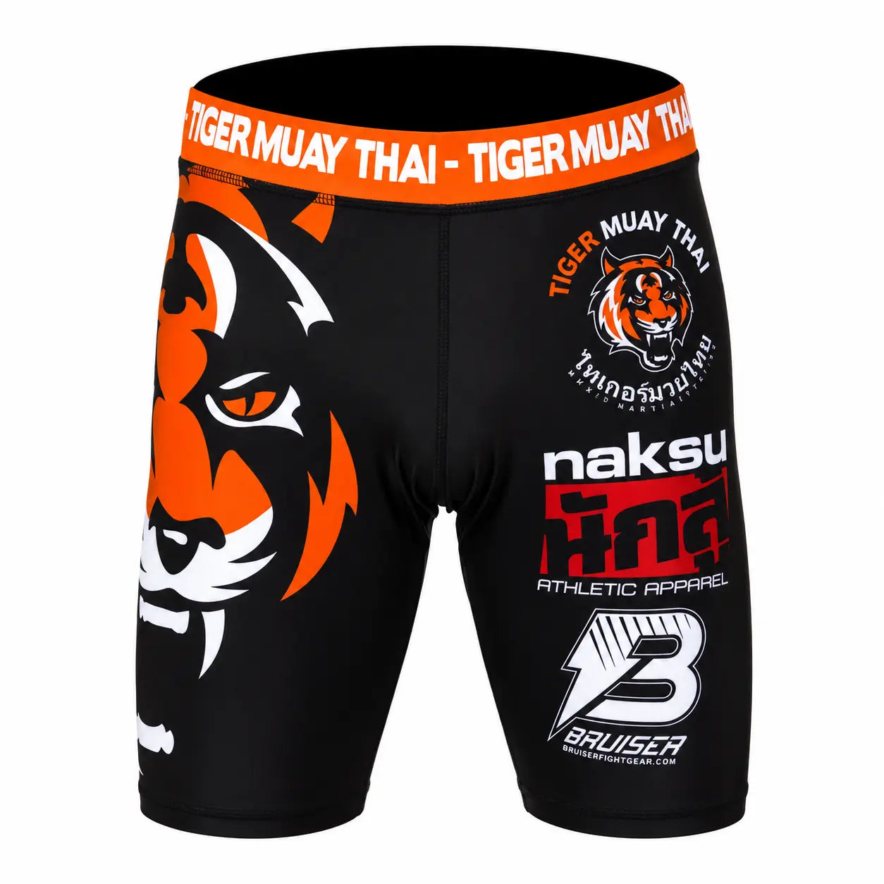 Calções de compressão Tiger Muay Thai, vista frontal