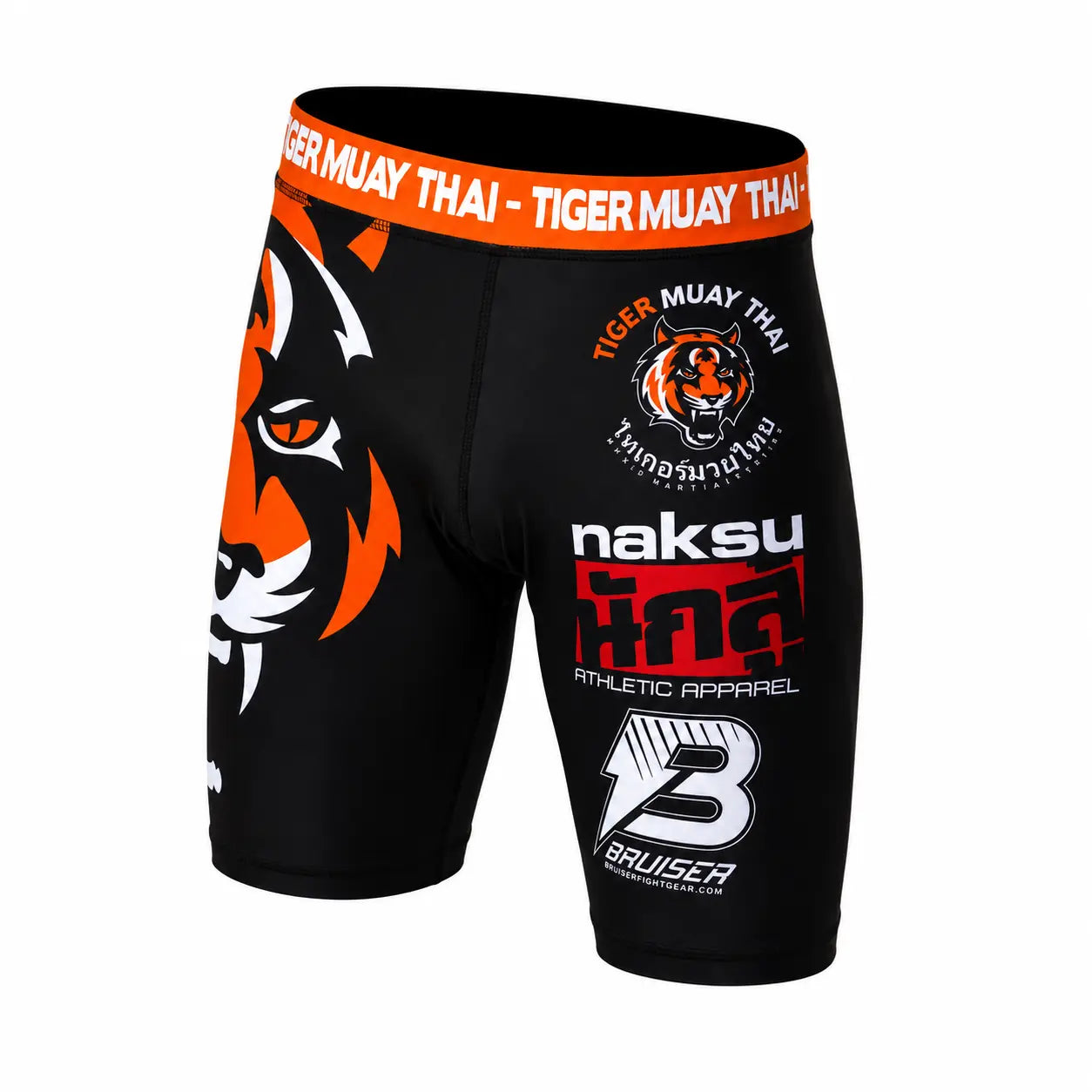 Calções de compressão Tiger Muay Thai, vista em perspectiva