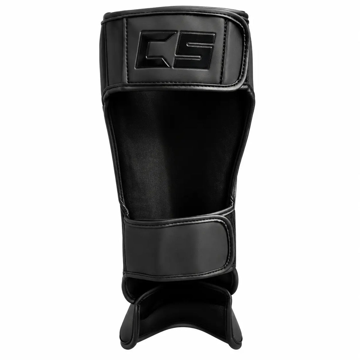 Caneleiras de Kickboxing e Muay Thai XTREME, vista de trás e detalhe do ajuste com velcro