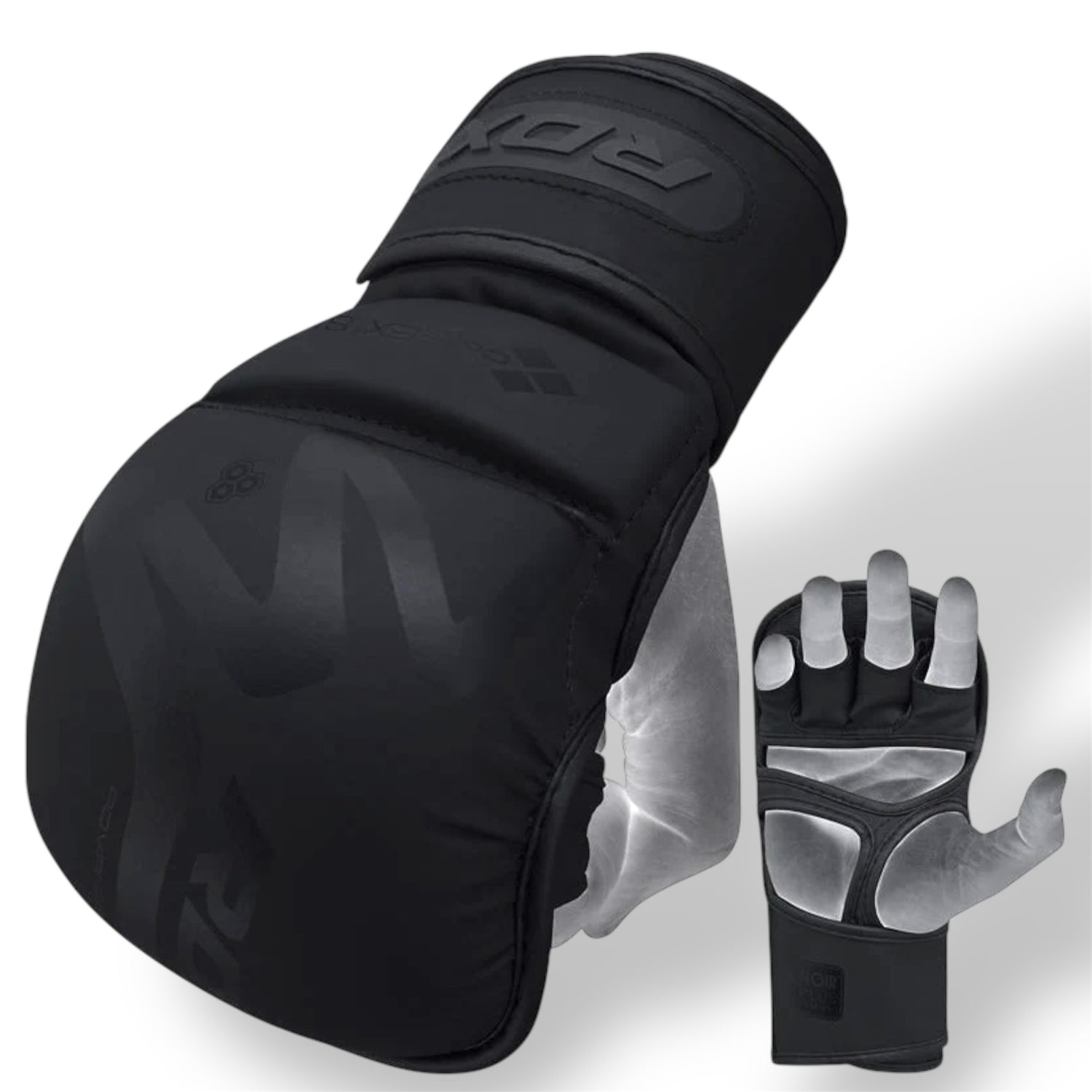 Luvas de treino RDX pretas com palma da mão aberta 