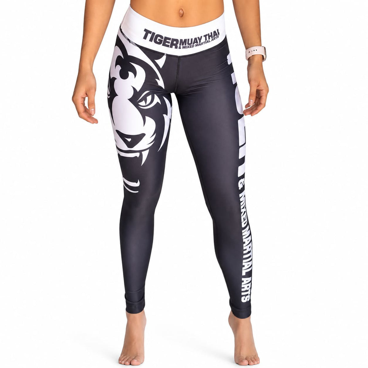 Leggins de treino Tiger Muay Thai Series femininas, vista frontal