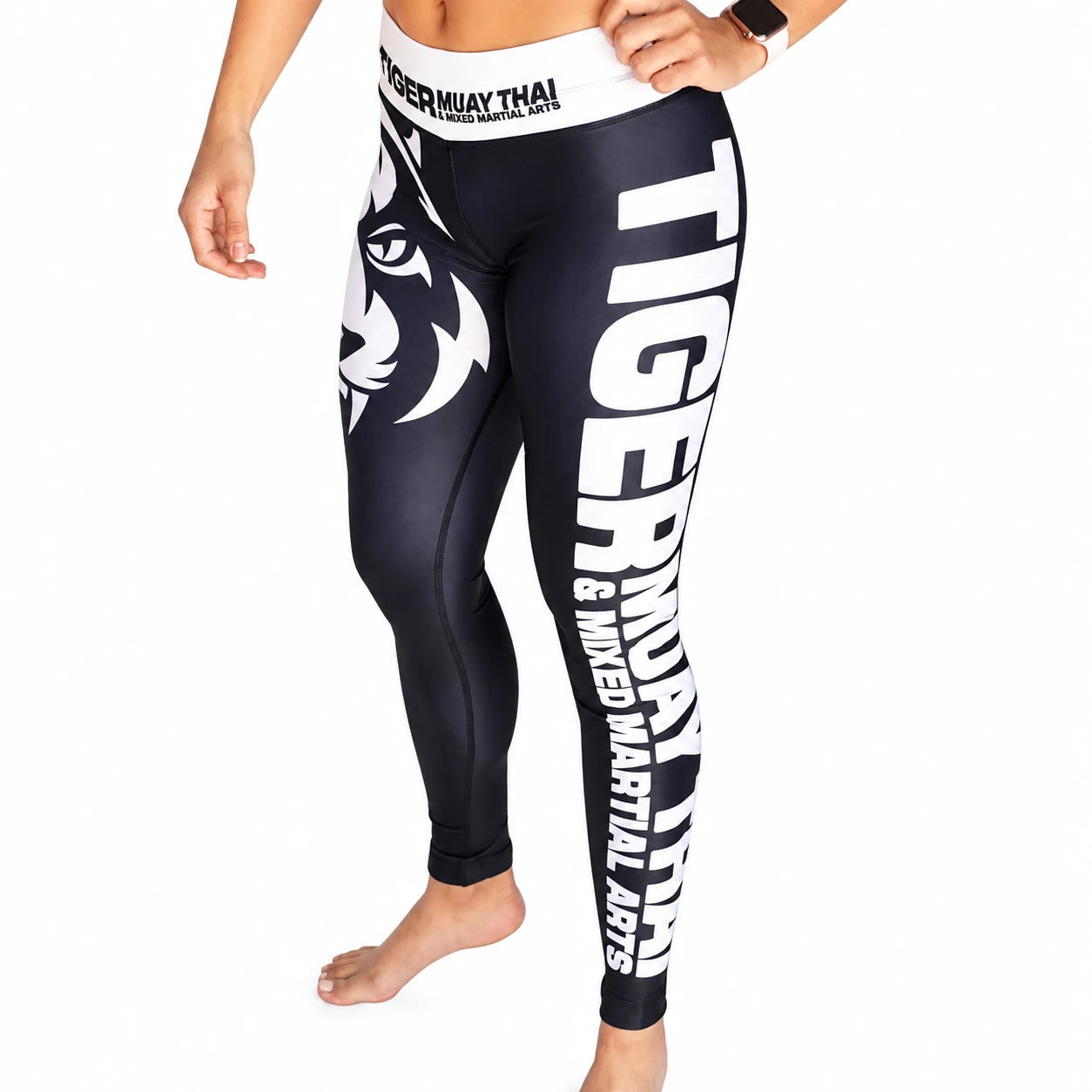 Leggins de treino Tiger Muay Thai Series femininas, vista perfil
