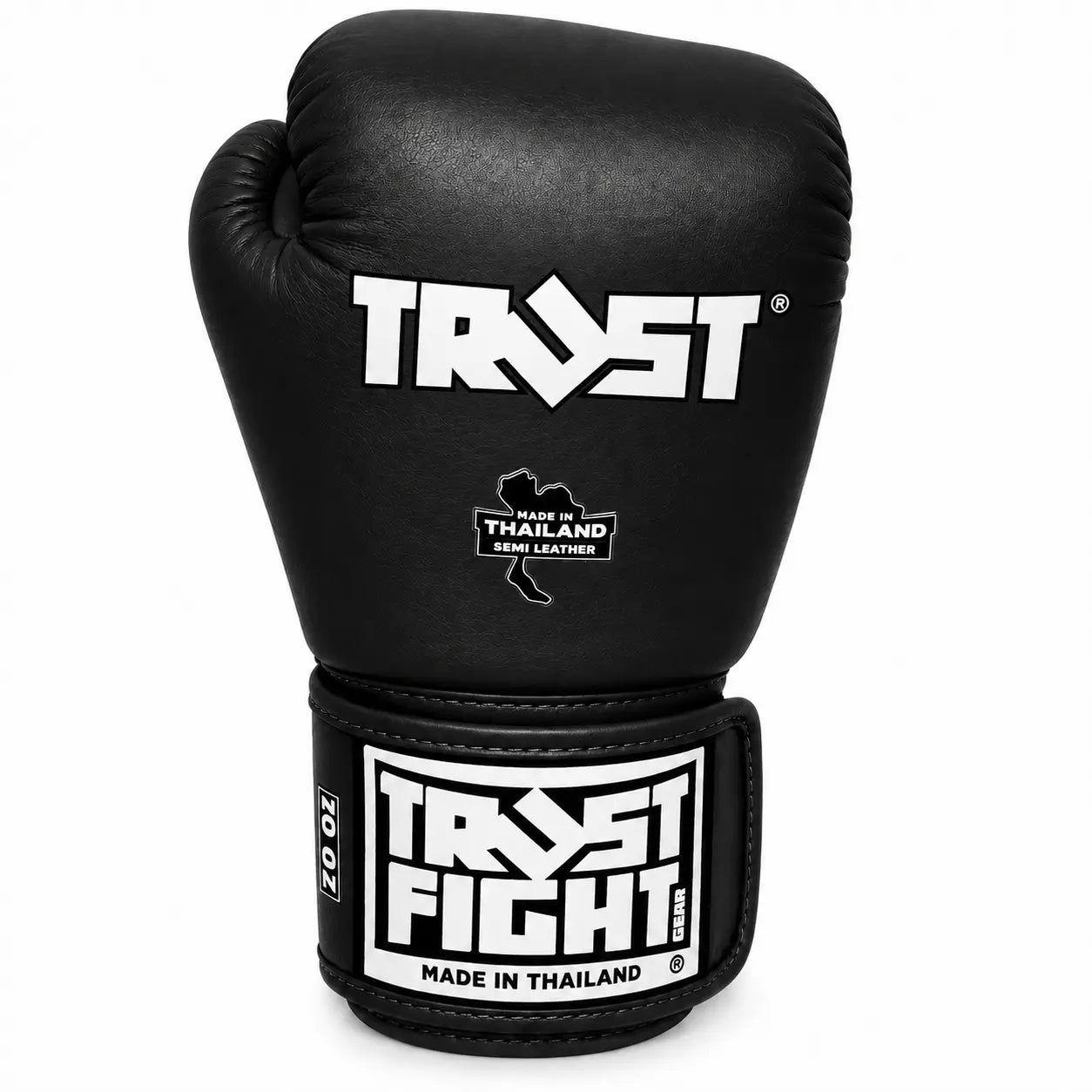 Luvas TRUST pretas para kickboxing, vista frontal