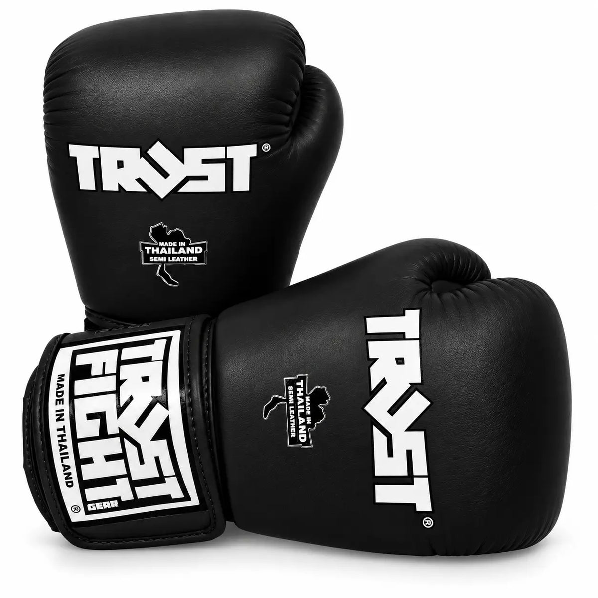 Luvas TRUST pretas para kickboxing, vista frontal