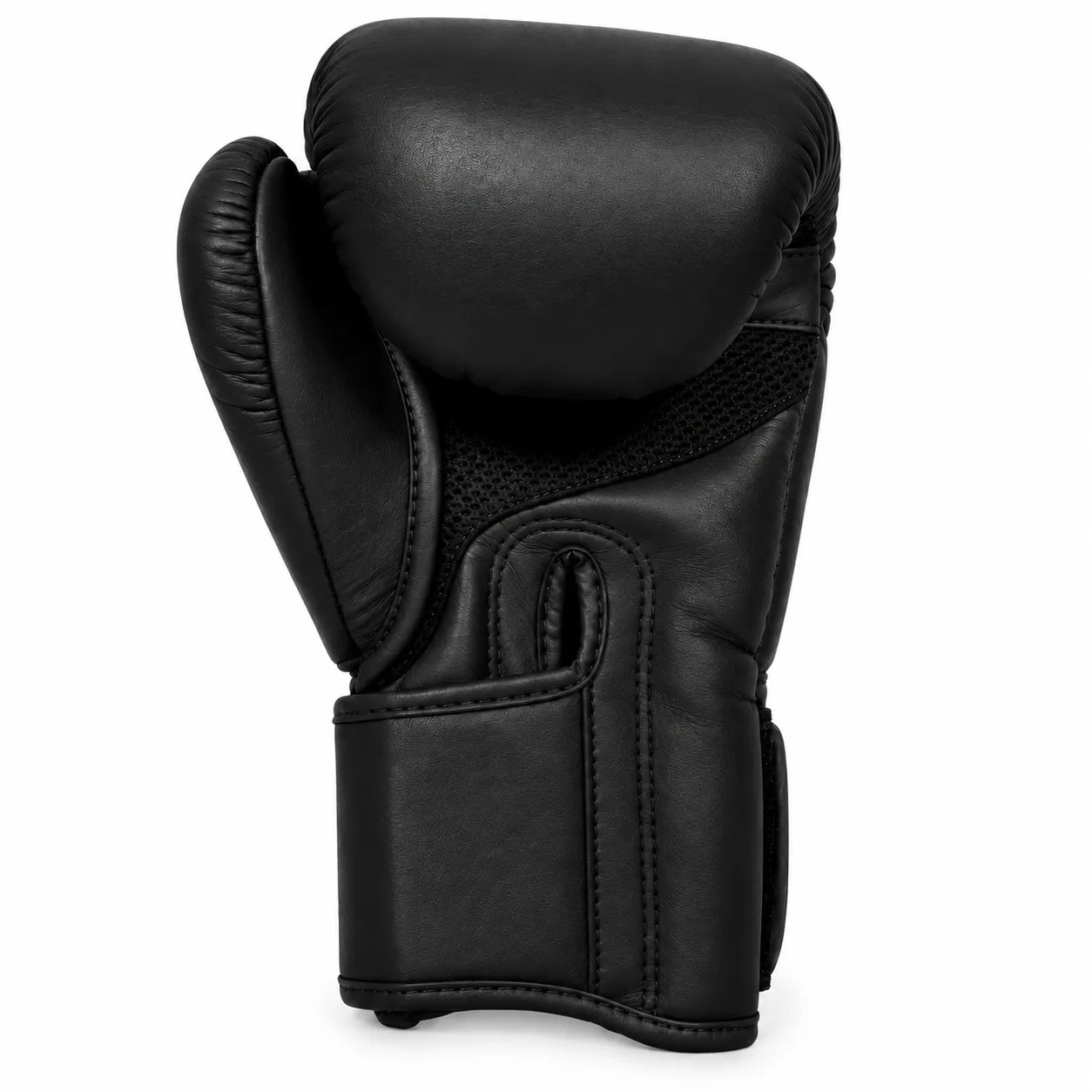 Luvas TRUST pretas para kickboxing, vista traseira e da ventilação 