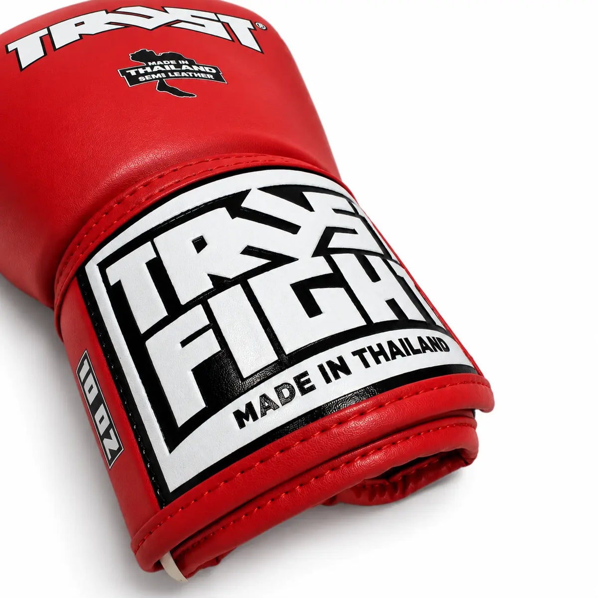 Luvas TRUST vermelhas para kickboxing, vista frontal, microfibra de alta qualidade.