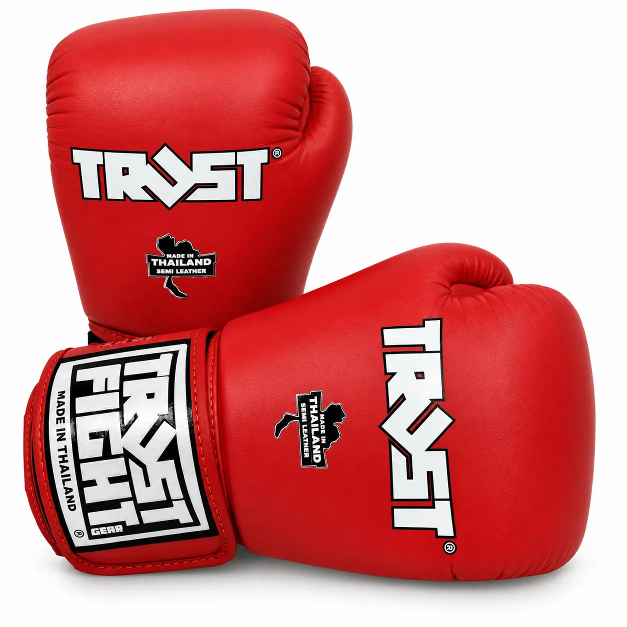 Luvas TRUST vermelhas para kickboxing, vista frontal