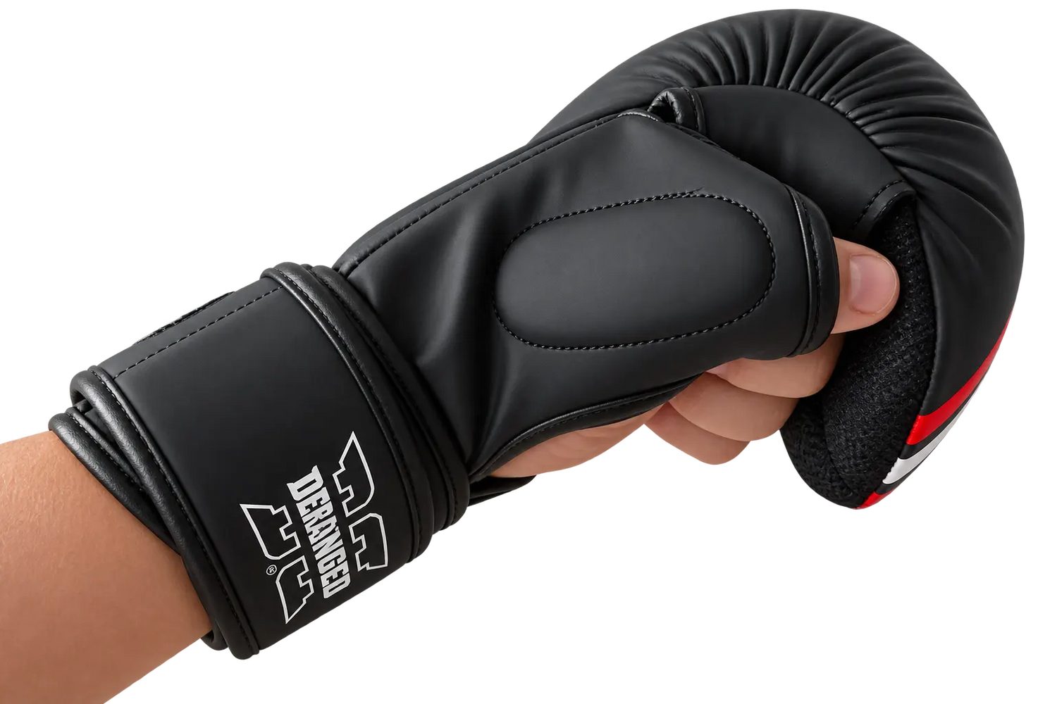 Luvas de sparring Deranged, detalhe do velcro ajustável
