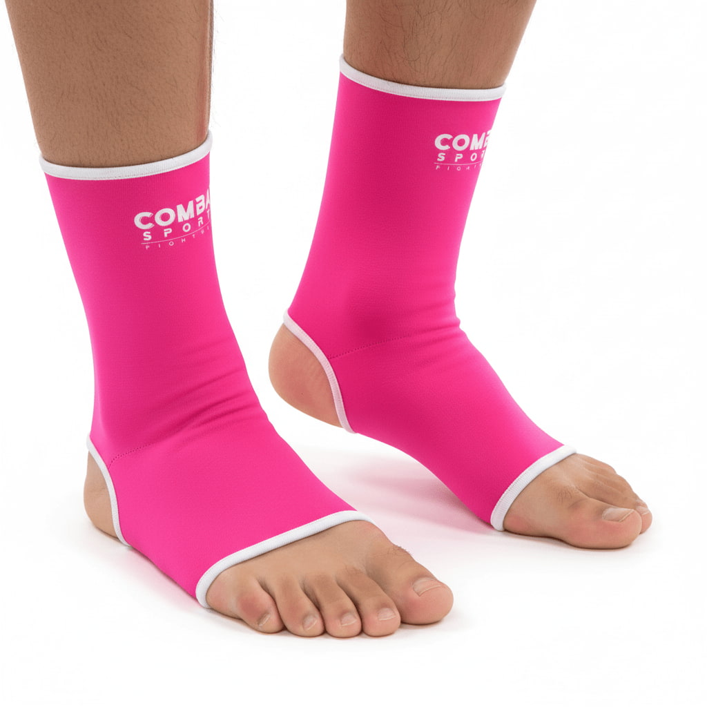 Pés elásticos Combatsports rosa para desportos de combate, vista de lado.