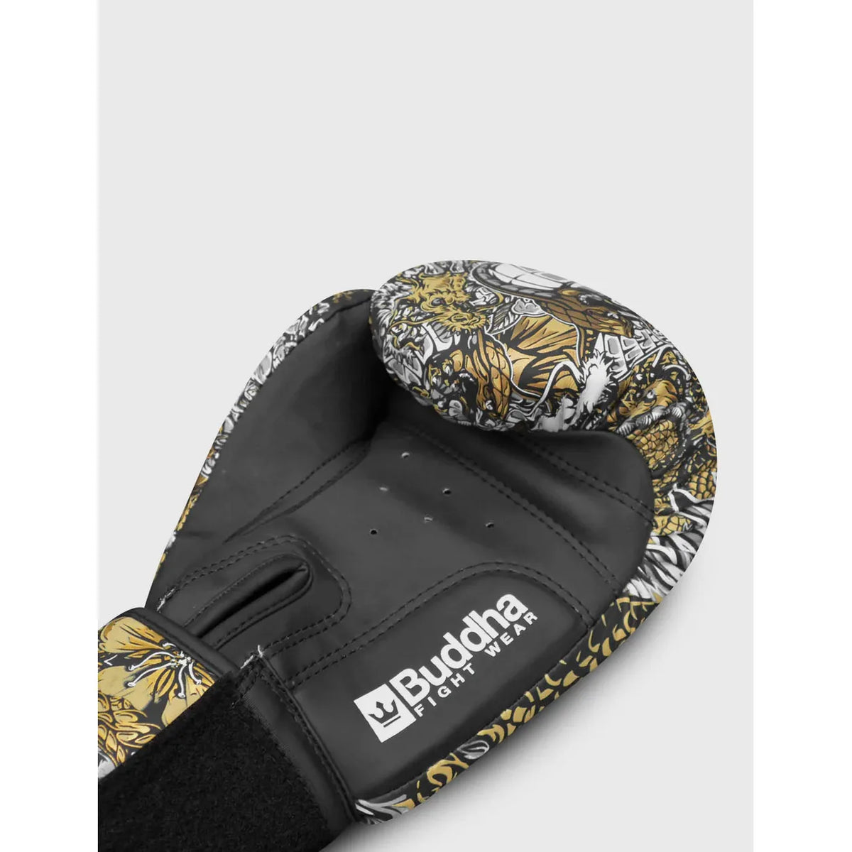 Luvas de Boxe, Kickboxing e Muay Thai BUDDHA Dragon brancas - detalhe interior